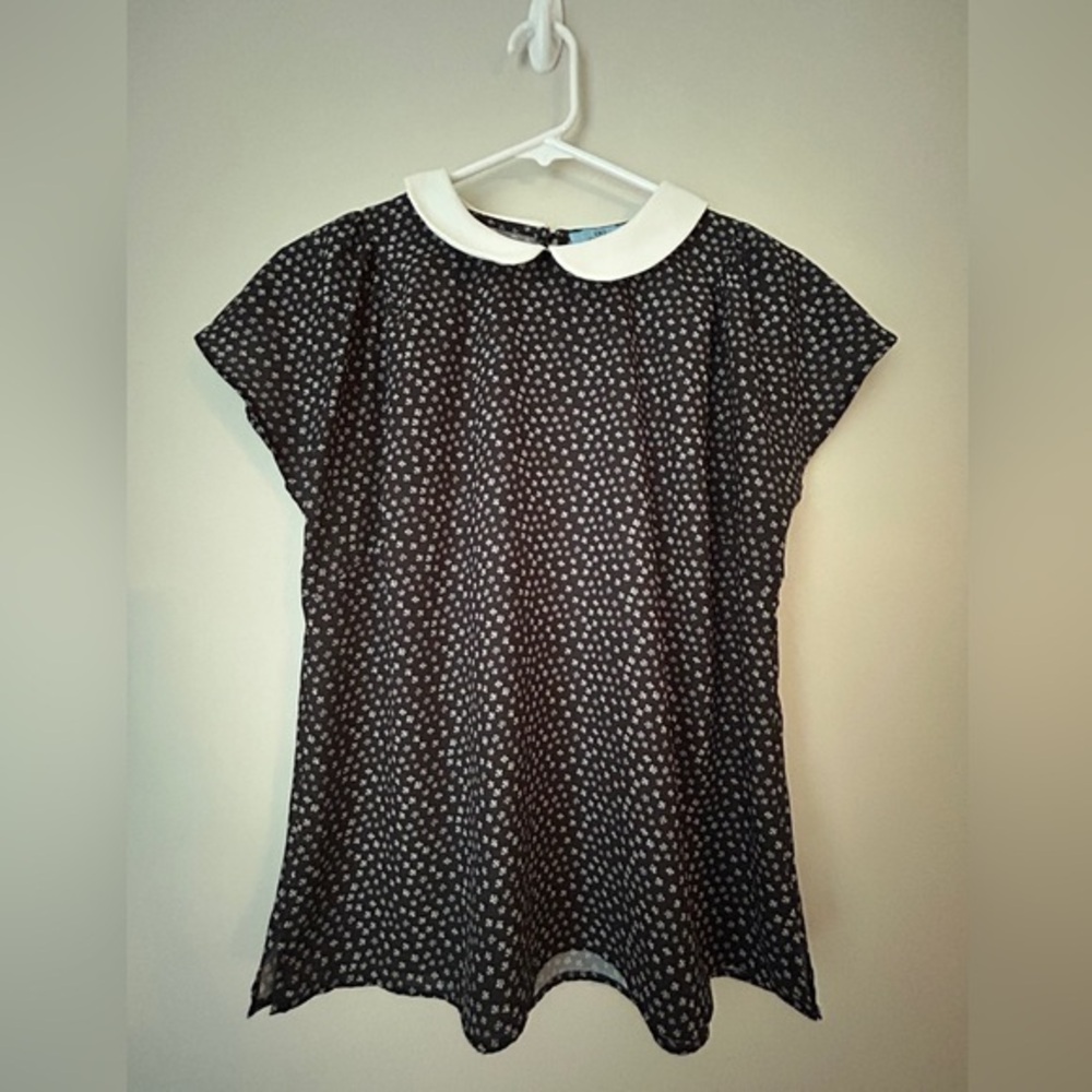 Ce Ce Women's Black and White‎ Collared Top